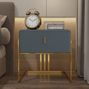 Nightstand with PU Leather and Titanium Legs