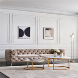 Modern Round coffee table golden metal frame with marble color top