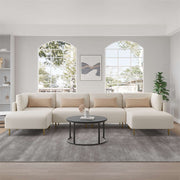 Magichome 143.3'' Linen Sectional Sofa, U-Shape-Beige for Living Room