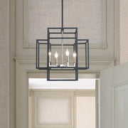 J&E Home 4 Light Lantern Rectangle Chandelier