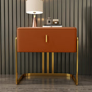 Nightstand with PU Leather and Titanium Legs
