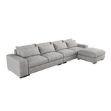 Magichome 149.61'' L Shaped Long Futon Couch Modular Sectional Living Room Feather Down Sofa Set