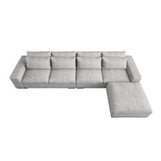 Magichome 149.61'' L Shaped Long Futon Couch Modular Sectional Living Room Feather Down Sofa Set