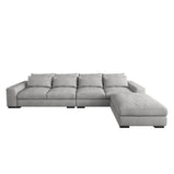 Magichome 149.61'' L Shaped Long Futon Couch Modular Sectional Living Room Feather Down Sofa Set