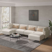Magichome 143.3'' Linen Sectional Sofa, U-Shape-Beige for Living Room