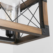 5 - Light Kitchen Island Linear Pendant with Wrought Iron Accents