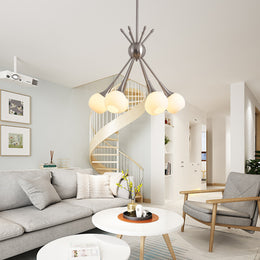 6-Light Fashion Chandelier With Cream Glass