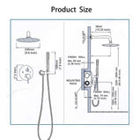 Wall Mount 10 Inch  CircleRainshower Hand Shower & Tub Spout Shower System With Temperature Control