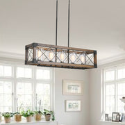5 - Light Kitchen Island Linear Pendant with Wrought Iron Accents