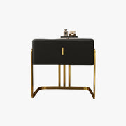 Nightstand with PU Leather and Titanium Legs