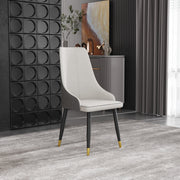 Modern Upholstered Dining Chair Faux Leather High Back Deep Orange (Set of 2)AT-DC3