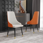 Modern Upholstered Dining Chair Faux Leather High Back Deep Orange (Set of 2)AT-DC3