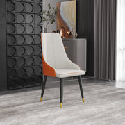 Modern Upholstered Dining Chair Faux Leather High Back Deep Orange (Set of 2)AT-DC3