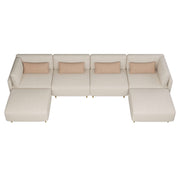 Magichome 143.3'' Linen Sectional Sofa, U-Shape-Beige for Living Room