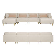 Magichome 143.3'' Linen Sectional Sofa, U-Shape-Beige for Living Room