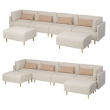 Magichome 143.3'' Linen Sectional Sofa, U-Shape-Beige for Living Room