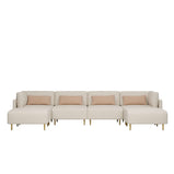Magichome 143.3'' Linen Sectional Sofa, U-Shape-Beige for Living Room
