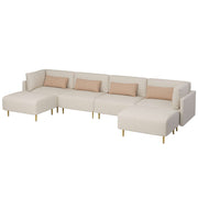 Magichome 143.3'' Linen Sectional Sofa, U-Shape-Beige for Living Room
