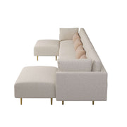 Magichome 143.3'' Linen Sectional Sofa, U-Shape-Beige for Living Room